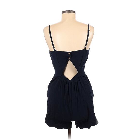Market & Spruce SP Romper Navy Blue Shorts Cutout Snap Back Spaghetti Strap - Picture 3 of 11